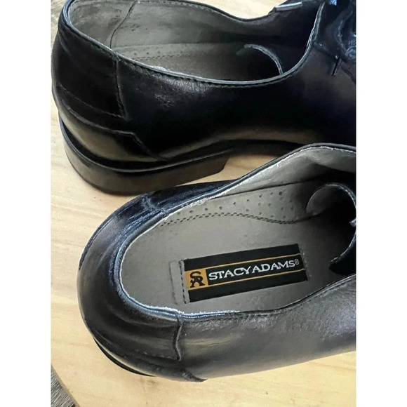 Stacy Adams Men's Black Leather Tie Up Oxfords Dress Shoes Size 10 - Picture 3 of 4